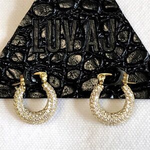 NWT Luv AJ Pavé Mini Martina Hoops Gold Plated $85 RETAIL